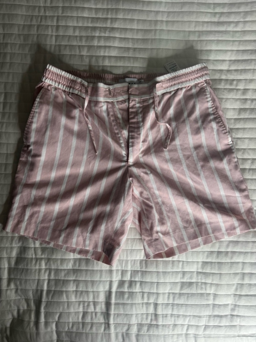 TOPMAN Pink and White Stripe Drawstring Shorts